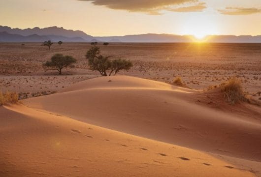 Sonnenuntergang in der Wüste Namibias