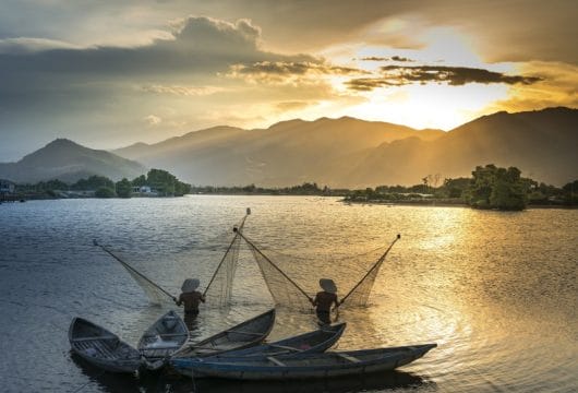 Fischer im Mekong Delta