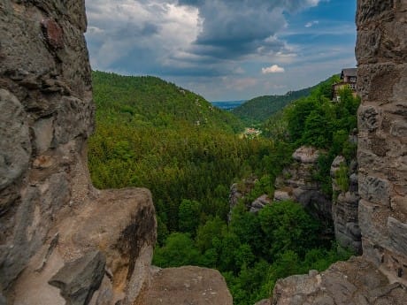Oybin Ausblick Felsen Zittauer Gebirge