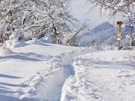 Winterlicher Wanderweg in Südtirol