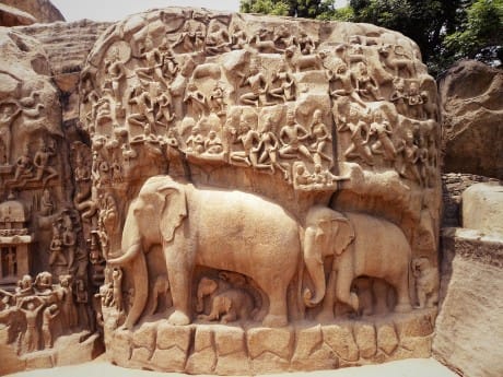 Kanchipuram Tempelwand